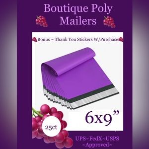 25ct ~ 6x9”~ Poly Mailer Bags 🍇🆕🍇
🍇 25ct Free Thank You Stickers